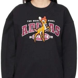 Adidas‎ x Disney Bambi Graphic Pullover Sweater Black Women's Size SMALL NWOT